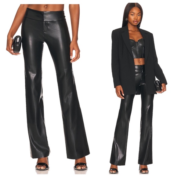 Alice + Olivia OLIVIA Black Faux Vegan Leather Pant Pants Size 10 w/ tags - Picture 1 of 10